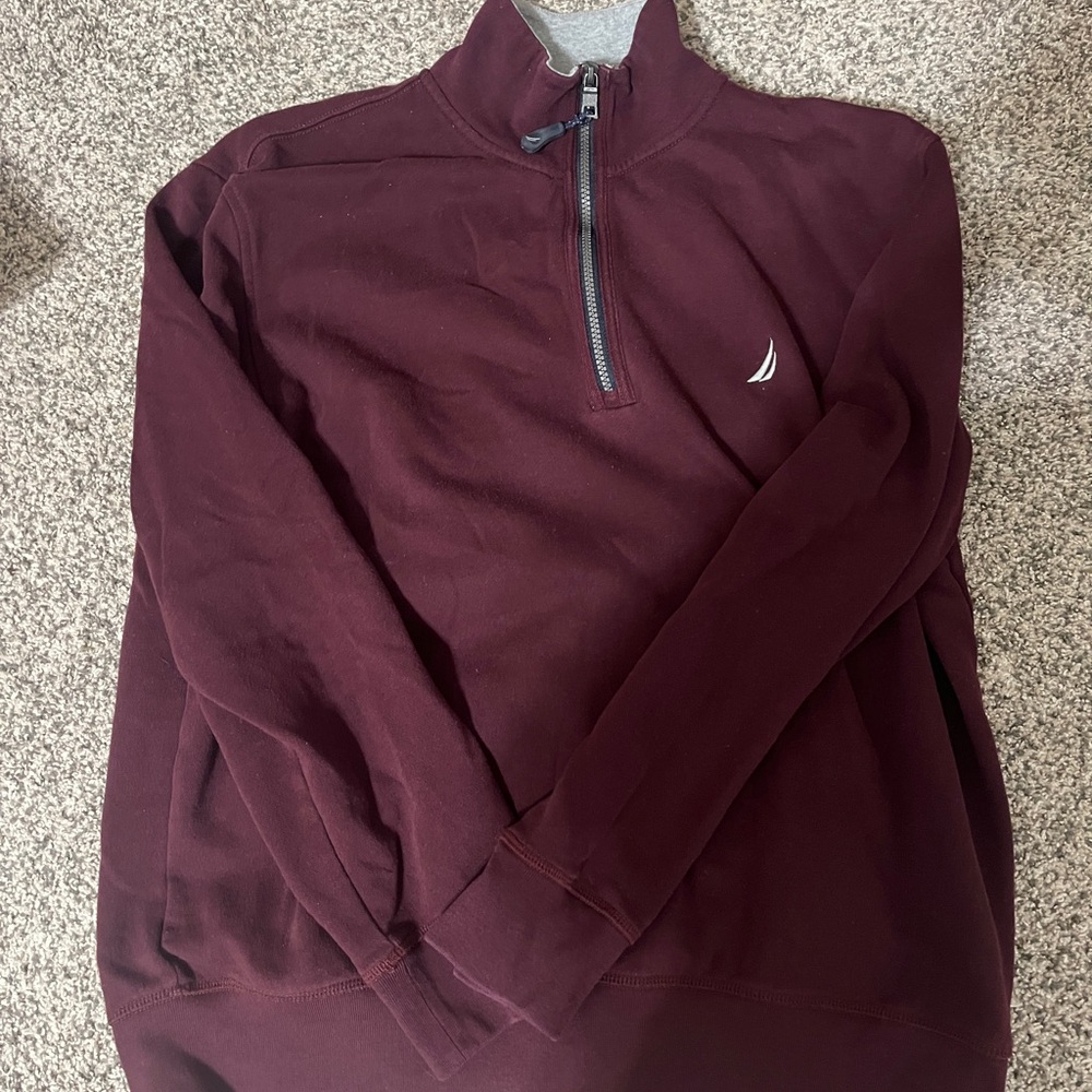 Nautica Men's Maroon Zip-Up Sweater